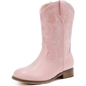 Motasha Toddler Girls Size 7 Pink Faux Leather Embroidered Cowboy Boot Shoes